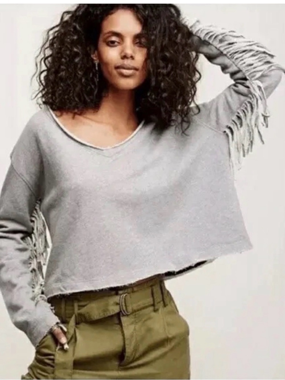 Free People Vintage Souls Fringe Sweatshirt